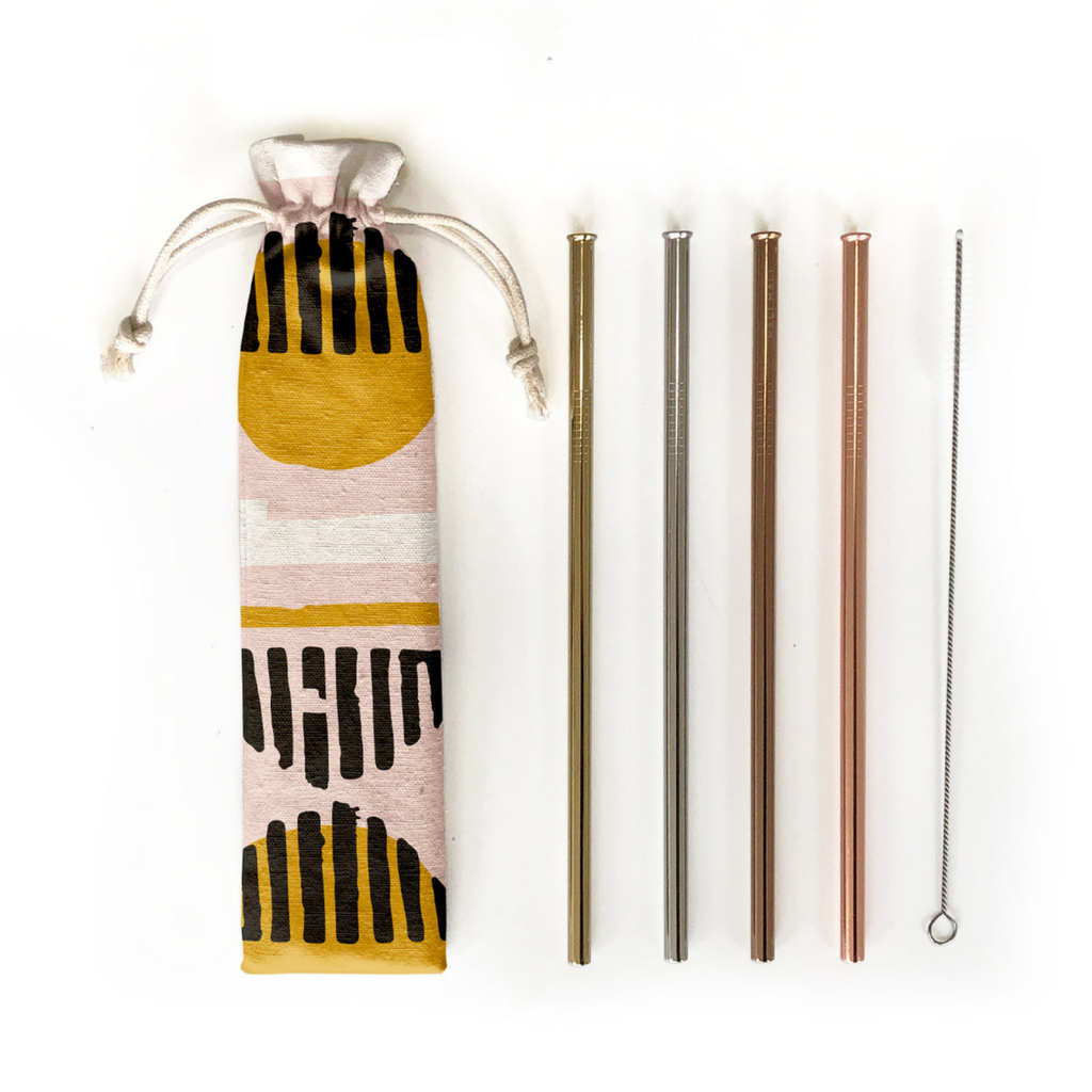 6 Piece Reusable Straw Set